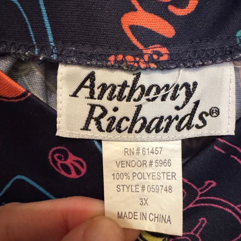 Anthony Richards Nightgown Women 3X Navy Blue Travel Neon Print Lounger 059748 - Picture 2 of 5